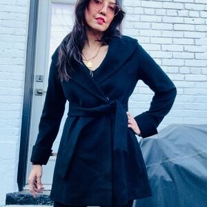 Stylish Black Belted Coat